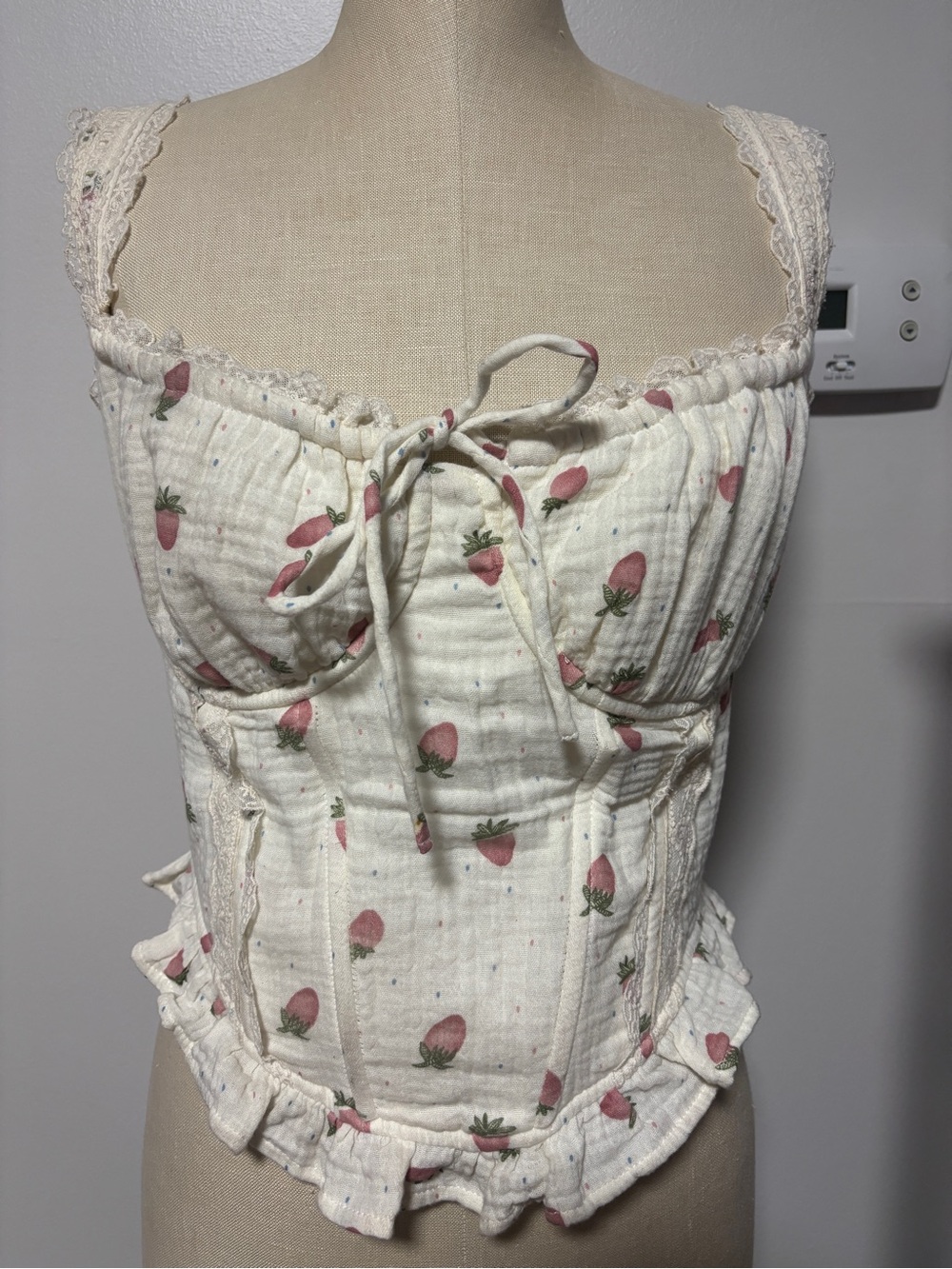Strawberry print corset top